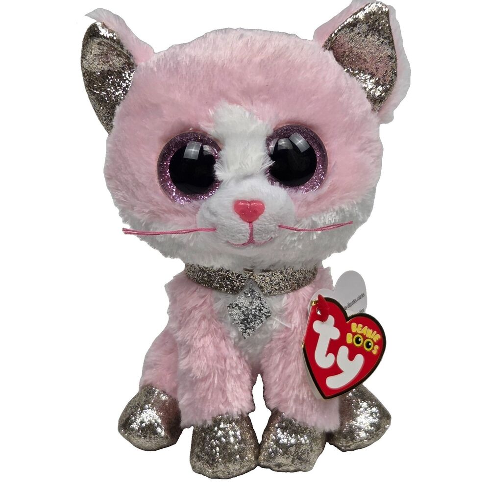Ty Beanie Boos FIONA Pink Cat Stuffed Animal Plush Toy (6 Inches)